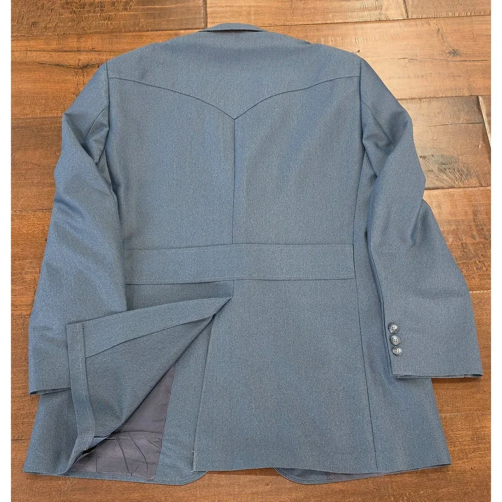 VTG RARE John H Daniel Co Western Ranch Suit Steel Blue 2 Piece Custom Tailored